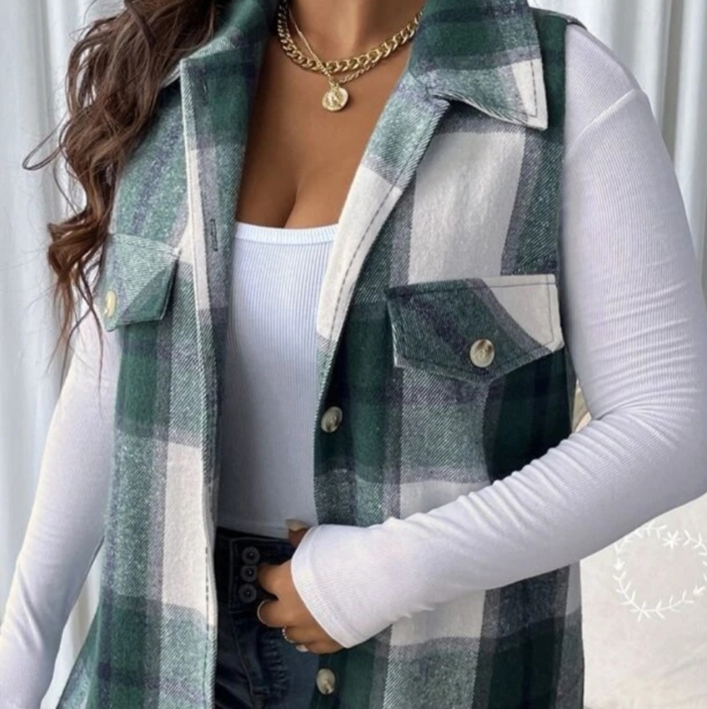 Green & White Flannel shirt